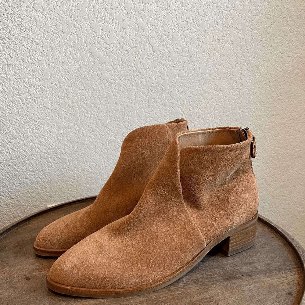 Soludos Brown Tan Suede Leather Venetian Ankle Booties Boots Women's Size 8.5
